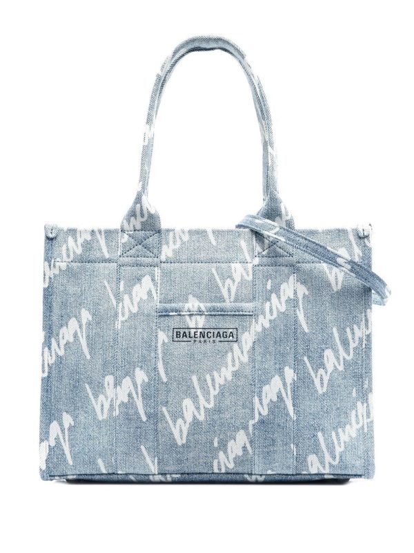 Balenciaga Hardware logo-print denim tote bag