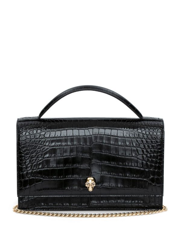 Alexander McQueen Skull crocodile-embossed shoulder bag