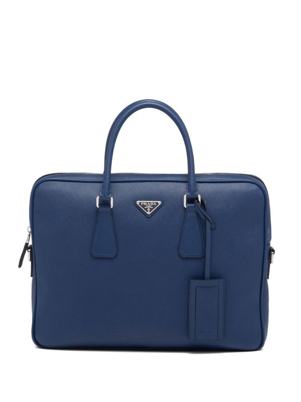 Prada triangle-logo Saffiano leather briefcase