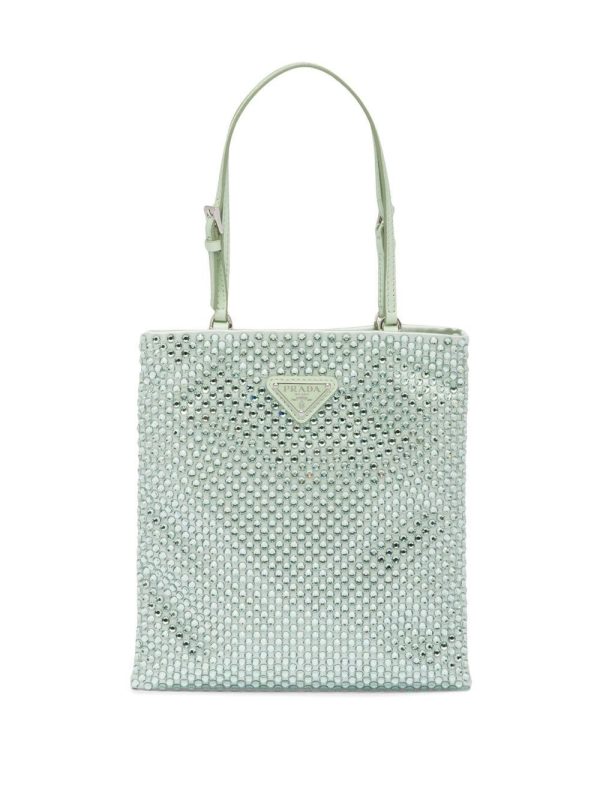 Prada crystal-embellished satin handbag