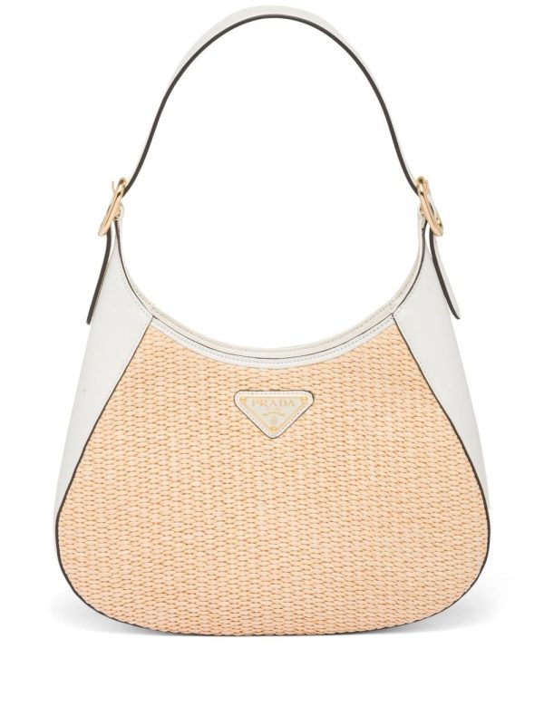 Prada triangle-logo woven shoulder bag