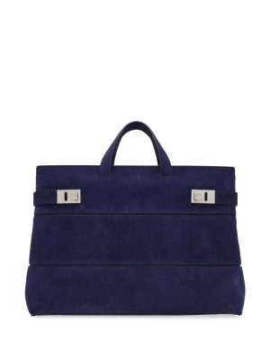 Ferragamo Gancini-plaque suede tote bag