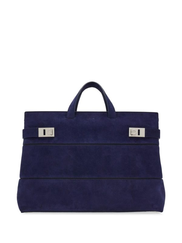 Ferragamo Gancini-plaque suede tote bag