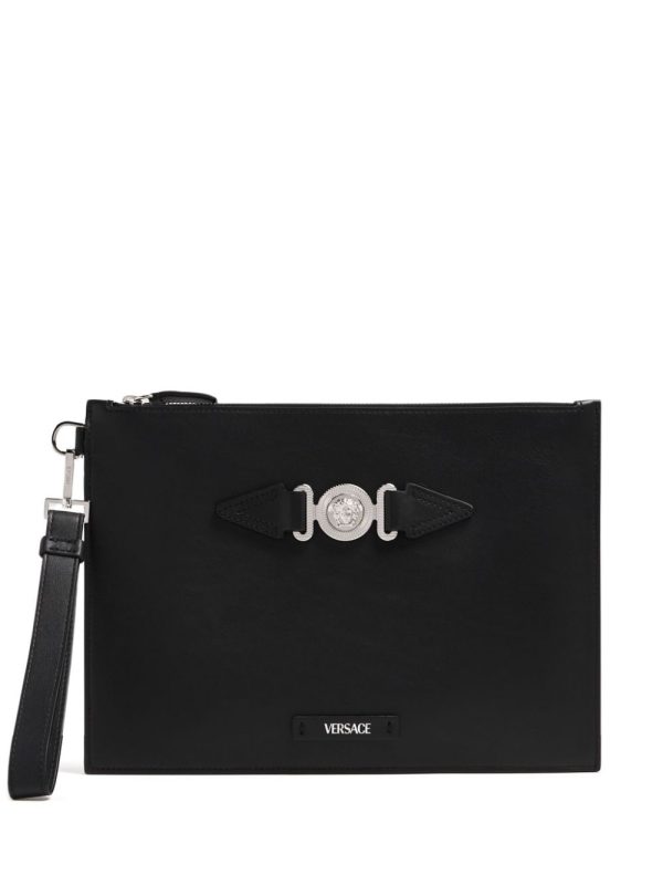 Versace Medusa-plaque leather clutch bag