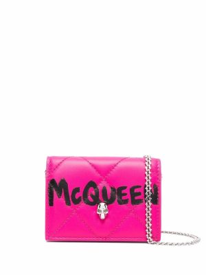 Alexander McQueen logo-graffiti quilted purse bag