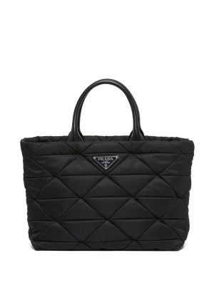 Prada triangle-logo quilted tote bag