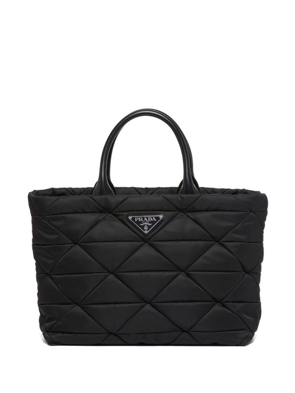 Prada triangle-logo quilted tote bag