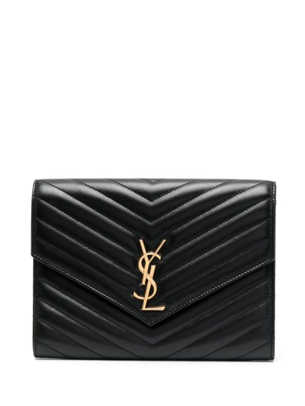 Saint Laurent Cassandre matelassé leather clutch bag