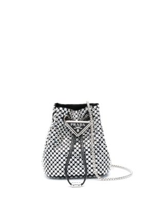 Prada stud-embellished logo-plaque mini bag