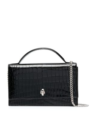 Alexander McQueen crocodile-effect patent leather shoulder bag