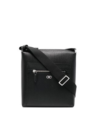 Ferragamo logo-plaque leather messenger bag