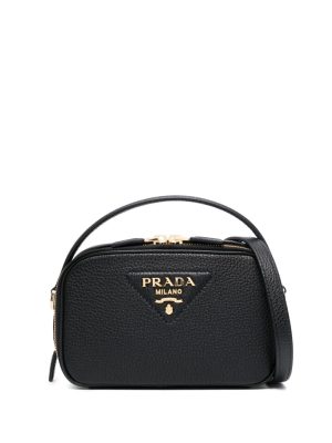 Prada triangle-logo leather tote bag