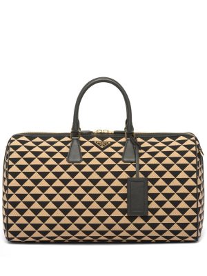 Prada Symbole embroidered fabric travel bag