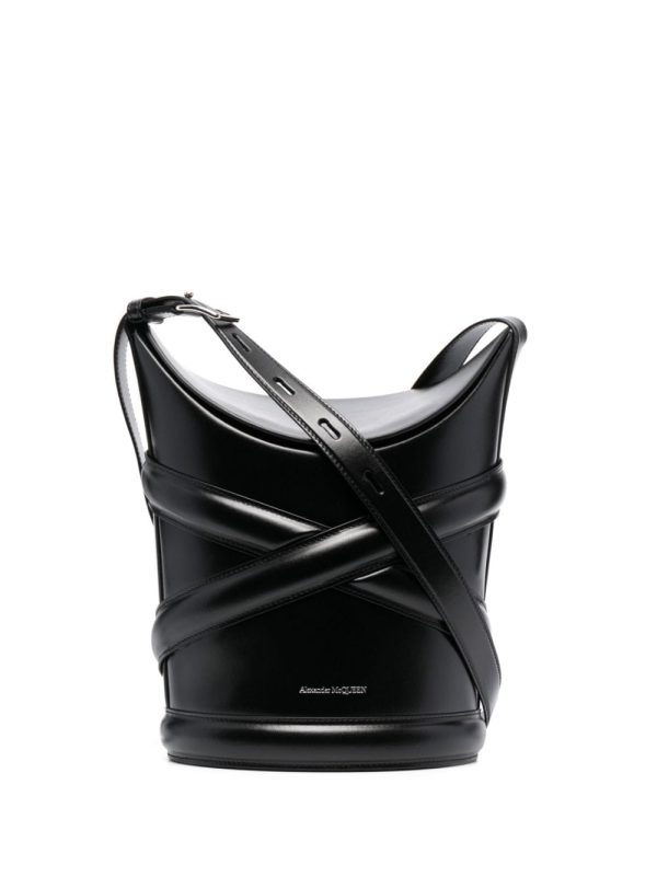 Alexander McQueen embossed-logo bucket bag