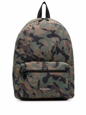 Alexander McQueen logo-print camouflage backpack