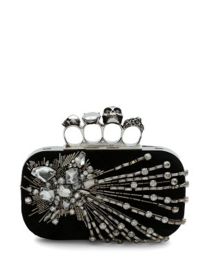 Alexander McQueen Skull Four Ring crystal-embellished clutch bag