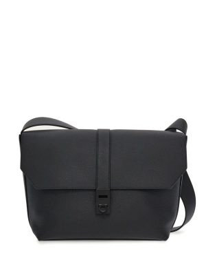 Ferragamo Gancini-buckle leather messenger bag