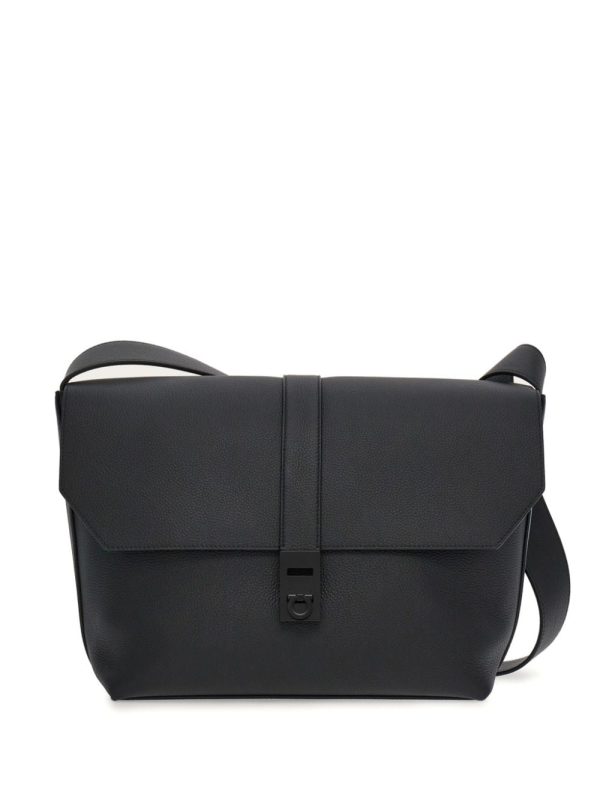 Ferragamo Gancini-buckle leather messenger bag