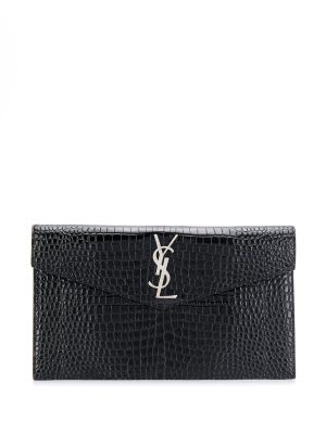 Saint Laurent Uptown crocodile-effect clutch