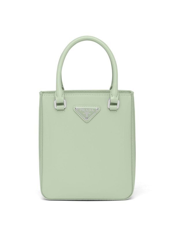 Prada small triangle plaque tote