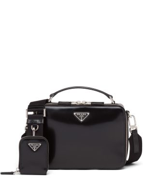 Prada Brique brushed-leather crossbody bag