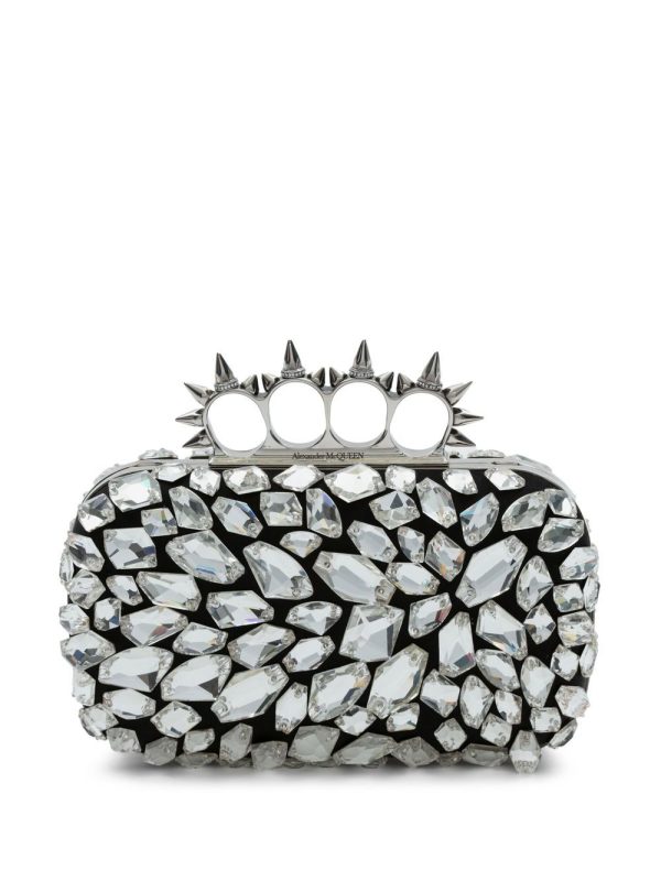 Alexander McQueen crystal-embellishment four-ring clutch bag