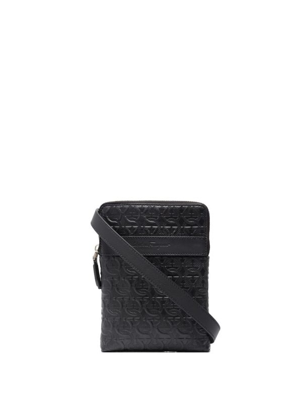 Ferragamo Gancini embossed messenger bag