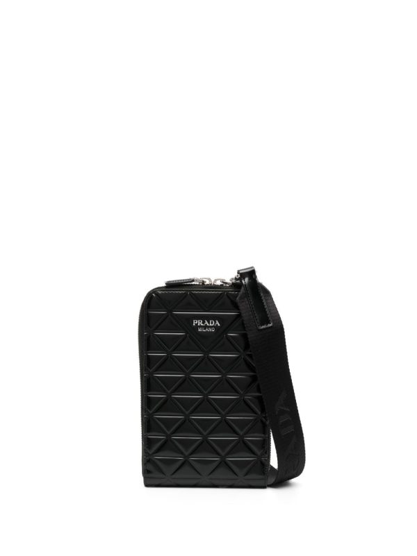 Prada embossed geometric pattern messenger bag