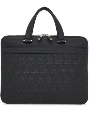 Ferragamo monogram-embossed leather briefcase