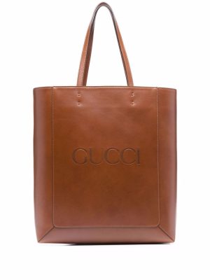 Gucci debossed leather tote