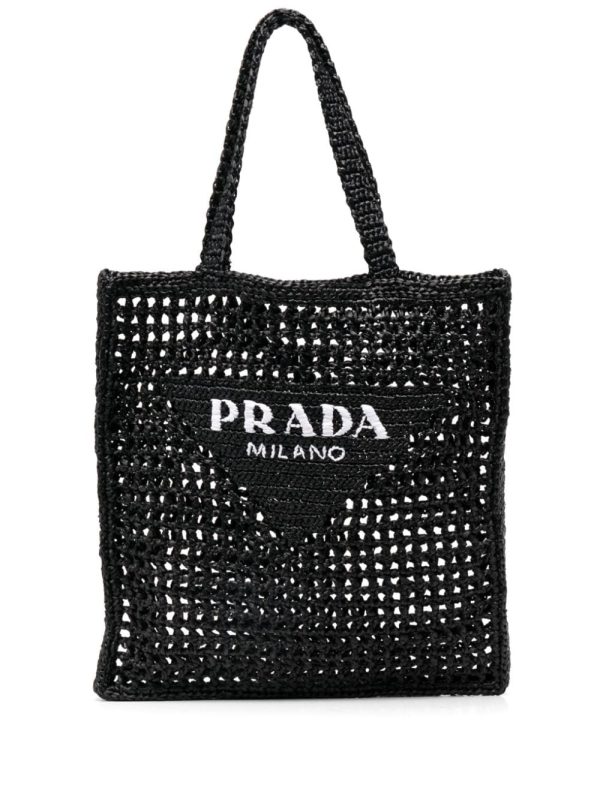 Prada interwoven-design logo-print shoulder bag