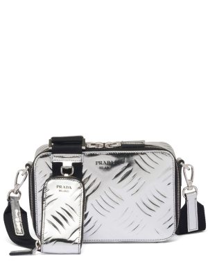 Prada Brique debossed metallic leather bag