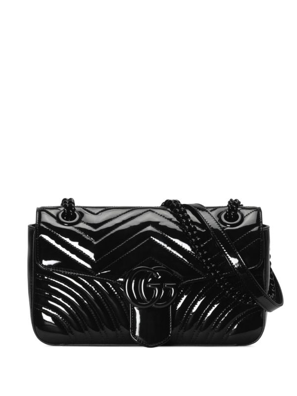 Gucci small GG Marmont patent-leather shoulder bag