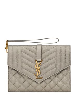 Saint Laurent Envelope quilted leather clutch bag