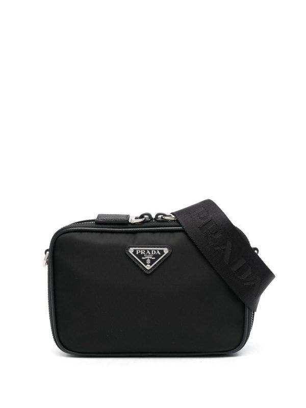 Prada triangle-logo Brique messenger bag