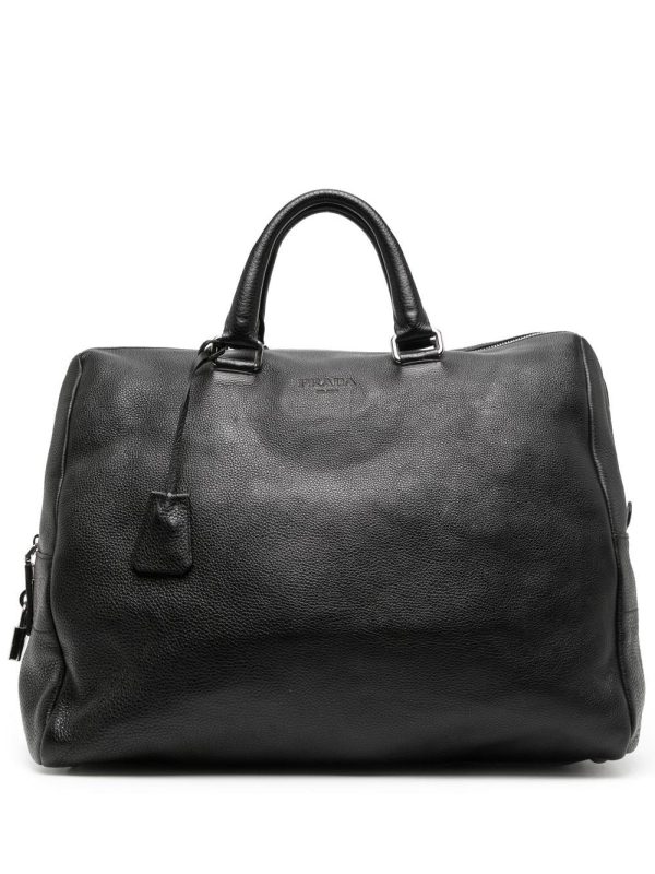Prada grained-leather holdall tote bag