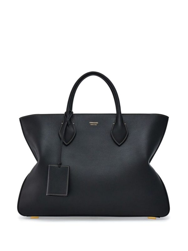 Ferragamo logo-print leather tote bag
