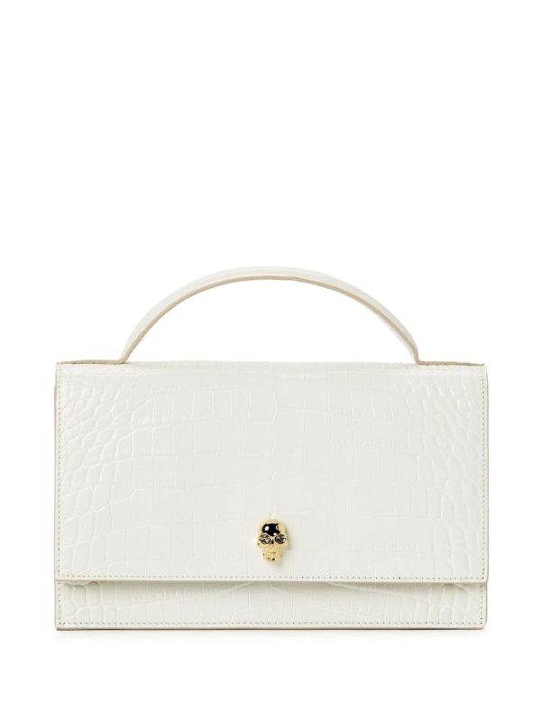 Alexander McQueen medium Skull croc-embossed shoulder bag