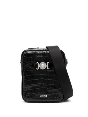 Versace croc-embossed crossbody bag
