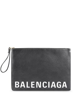 Balenciaga logo-print leather pouch
