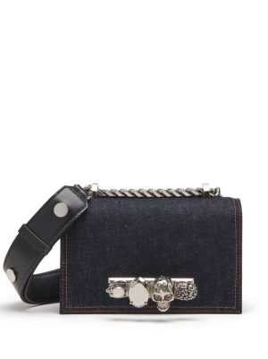 Alexander McQueen Mini Jewelled denim satchel bag
