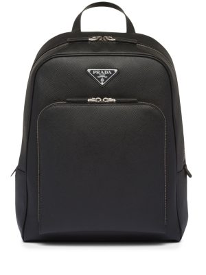 Prada Saffiano-leather triangle-logo backpack