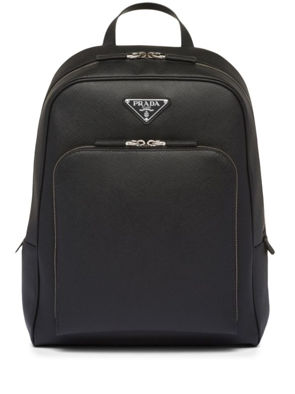 Prada Saffiano-leather triangle-logo backpack