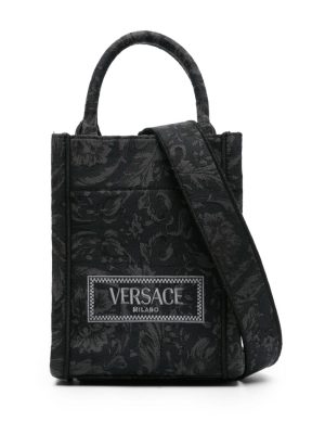 Versace mini logo-embroidered jacquard tote bag