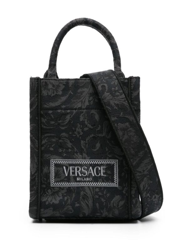 Versace mini logo-embroidered jacquard tote bag