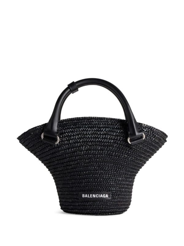 Balenciaga braided-raffia mini tote bag