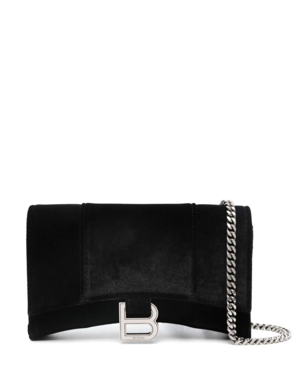 Balenciaga Hourglass velvet chain wallet