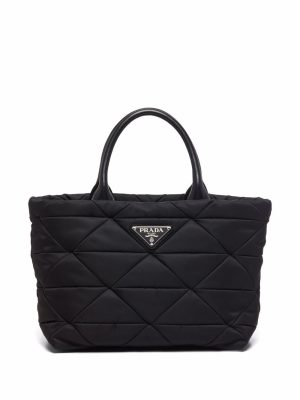 Prada Re-Nylon triangle-logo plaque padded tote bag