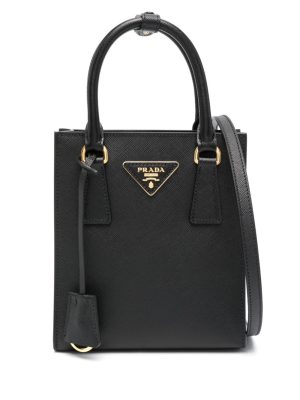 Prada Saffiano triangle-plaque tote bag