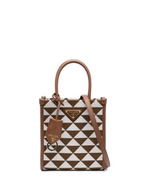 Prada Symbole logo plaque tote bag